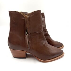 Lucchese Alexis Boots Brown Leather Western Ankle Boots Women Sz 7.5
